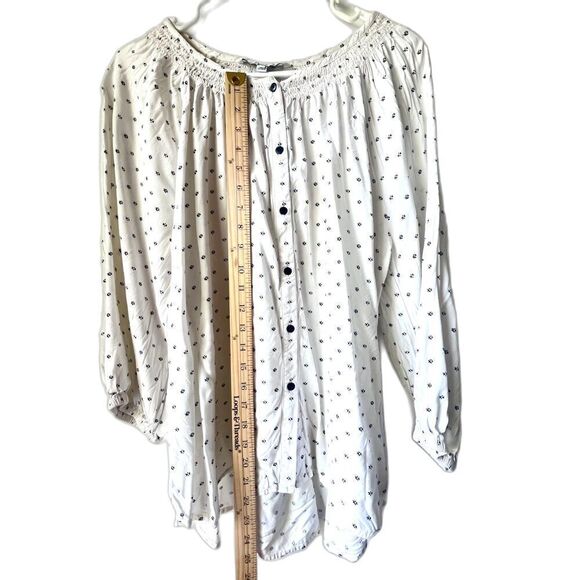 The nines by hatch women boho blouse ivory shabby chic large maternity size L. - Picture 5 of 12